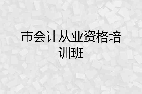 市会计从业资格培训班