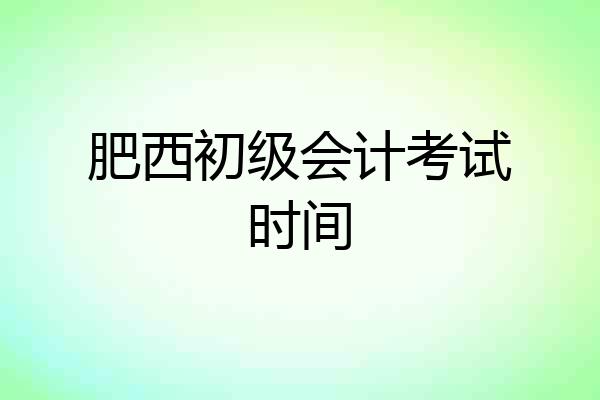 肥西初级会计考试时间