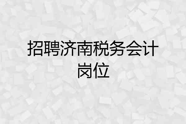 招聘济南税务会计岗位