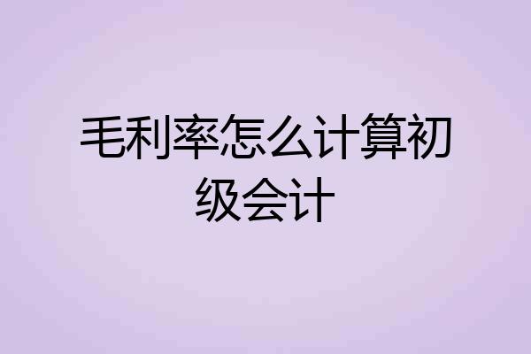 毛利率怎么计算初级会计