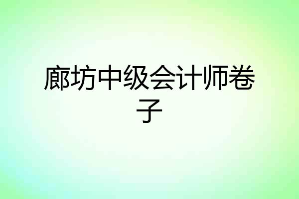 廊坊中级会计师卷子