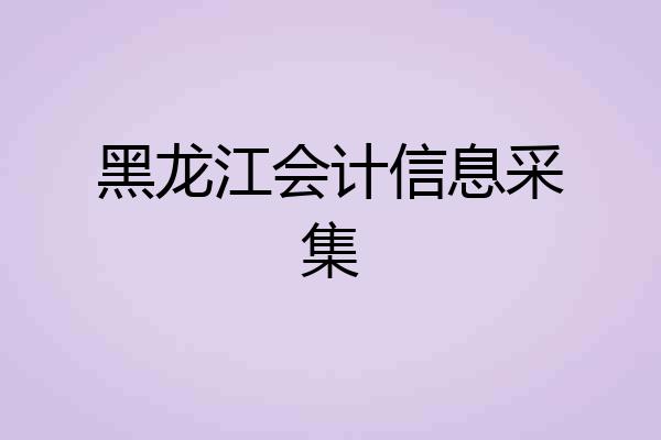 黑龙江会计信息采集