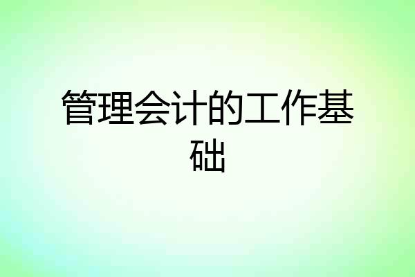 管理会计的工作基础