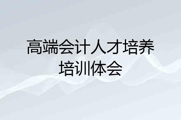高端会计人才培养培训体会