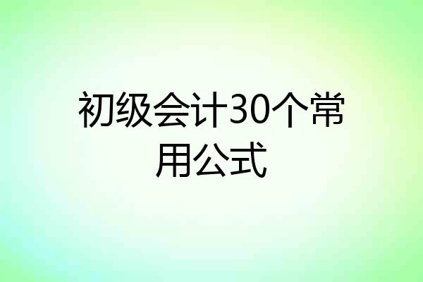 初级会计30个常用公式