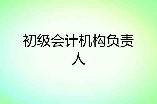 初级会计机构负责人