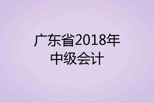 广东省2018年中级会计