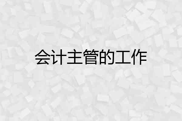 会计主管的工作