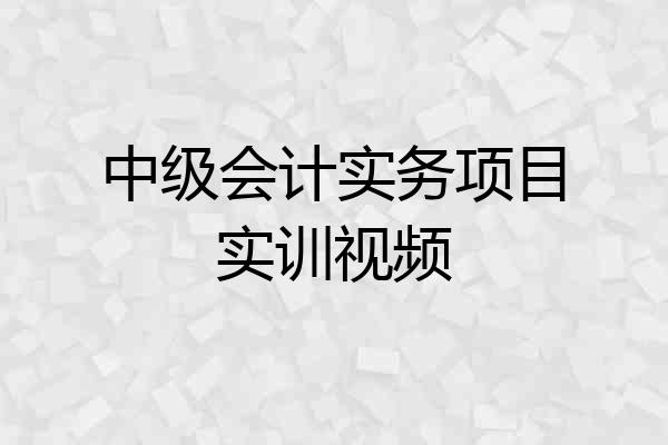 中级会计实务项目实训视频