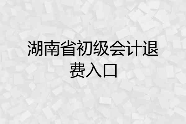 湖南省初级会计退费入口