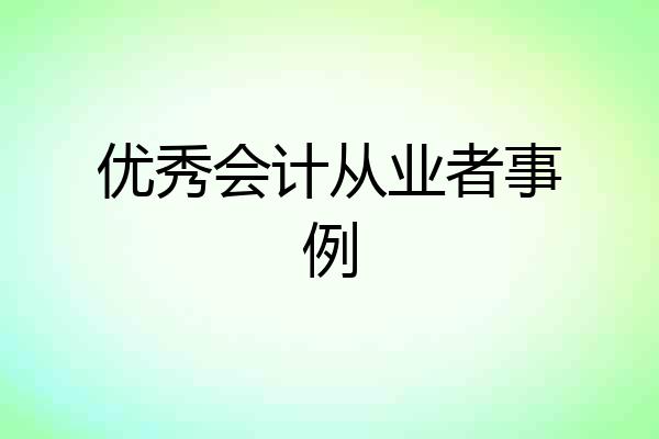 优秀会计从业者事例