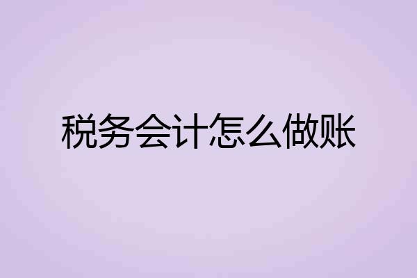 税务会计怎么做账