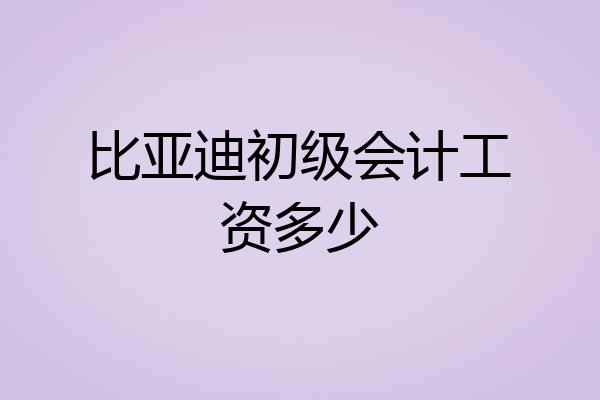 比亚迪初级会计工资多少