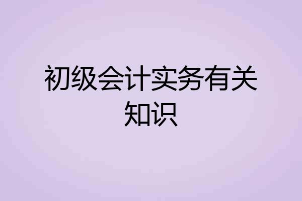 初级会计实务有关知识
