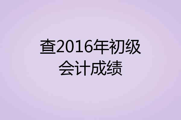 查2016年初级会计成绩