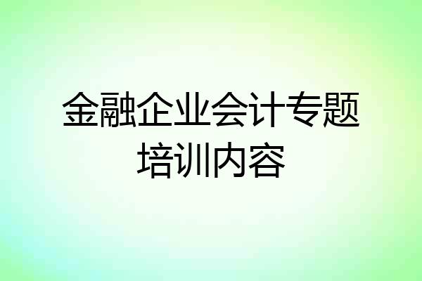 金融企业会计专题培训内容