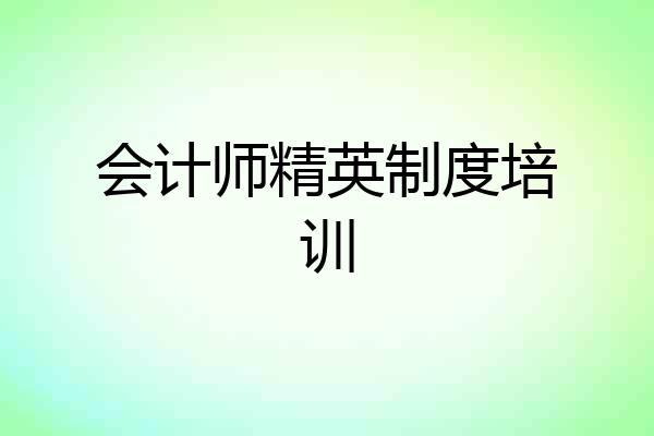 会计师精英制度培训