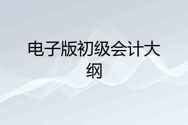 电子版初级会计大纲
