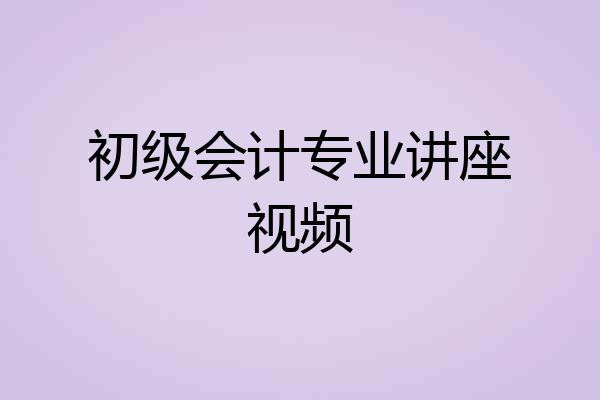 初级会计专业讲座视频