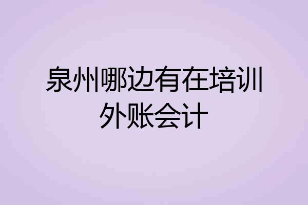泉州哪边有在培训外账会计