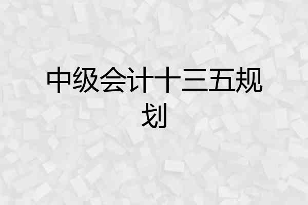 中级会计十三五规划