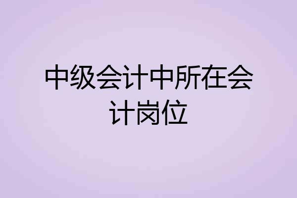 中级会计中所在会计岗位