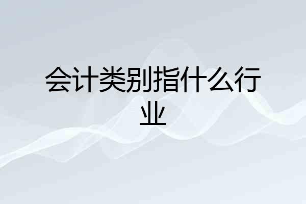 会计类别指什么行业
