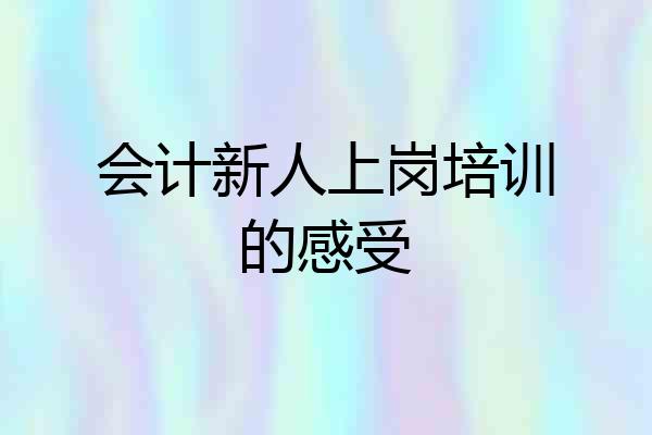 会计新人上岗培训的感受