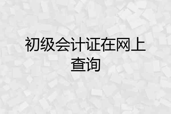 初级会计证在网上查询