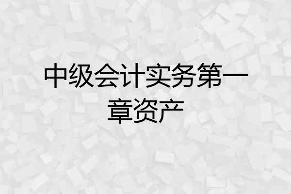 中级会计实务第一章资产