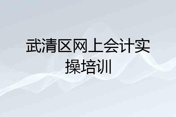 武清区网上会计实操培训