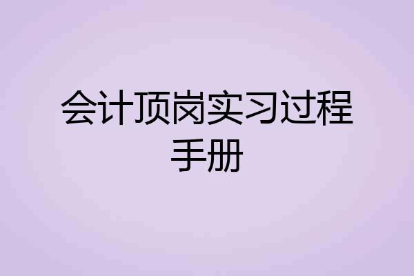 会计顶岗实习过程手册
