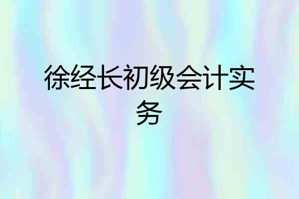 徐经长初级会计实务