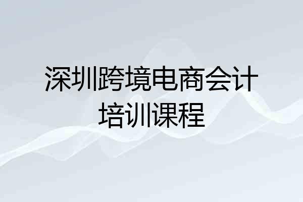 深圳跨境电商会计培训课程