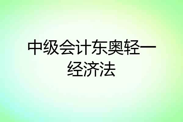 中级会计东奥轻一经济法