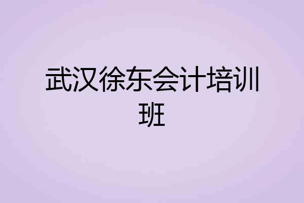 武汉徐东会计培训班