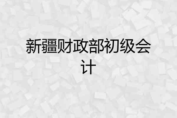 新疆财政部初级会计
