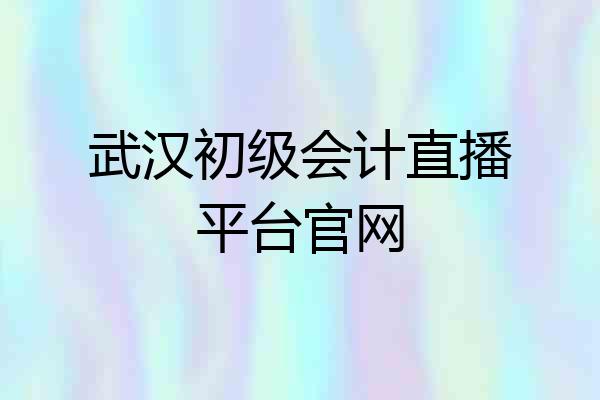 武汉初级会计直播平台官网