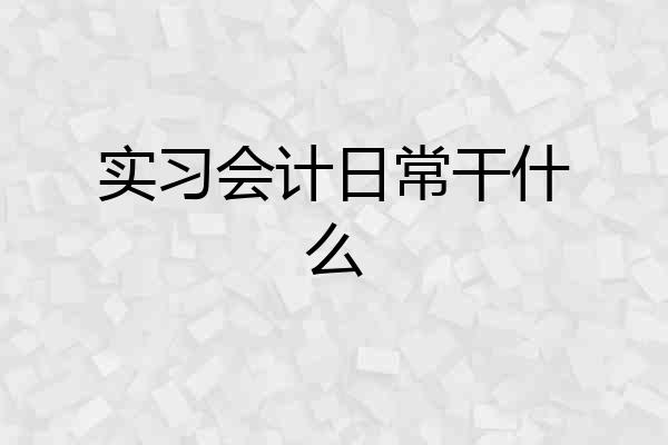 实习会计日常干什么