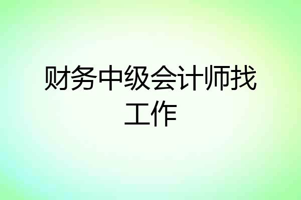财务中级会计师找工作