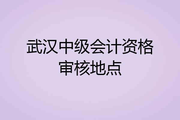 武汉中级会计资格审核地点