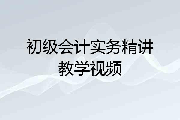 初级会计实务精讲教学视频