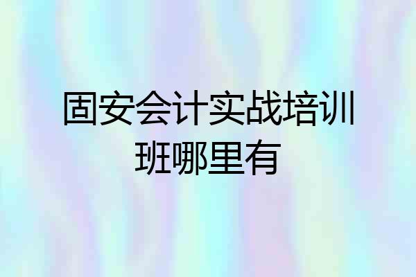 固安会计实战培训班哪里有
