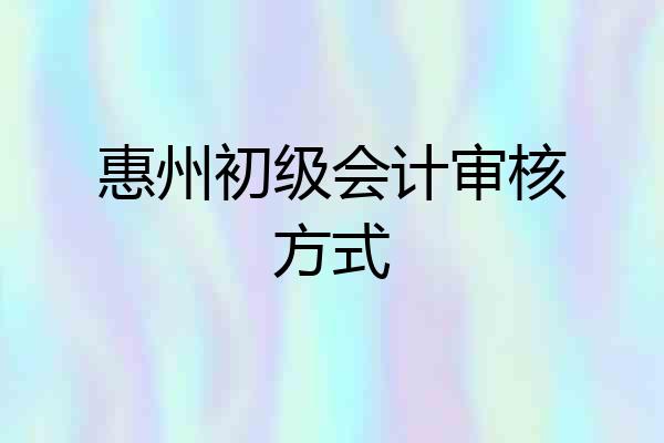 惠州初级会计审核方式