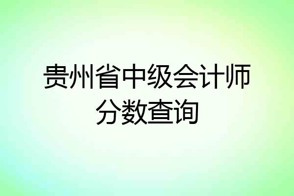 贵州省中级会计师分数查询