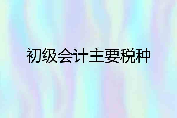 初级会计主要税种