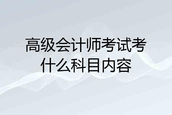 高级会计师考试考什么科目内容