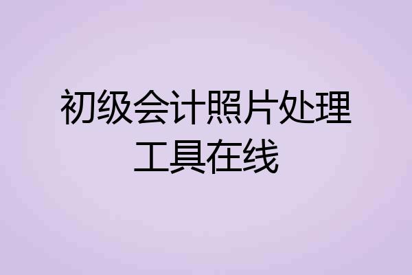 初级会计照片处理工具在线