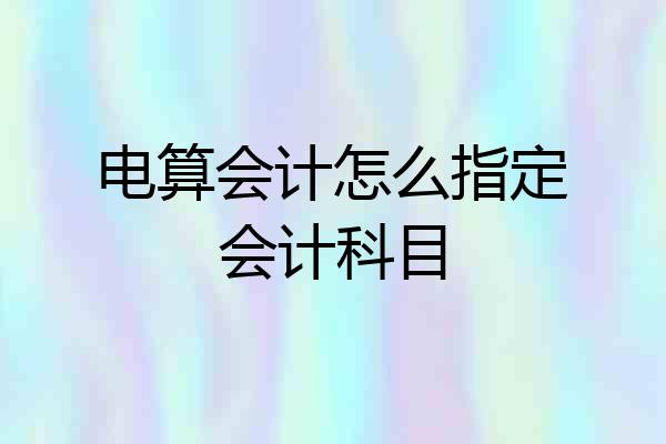 电算会计怎么指定会计科目