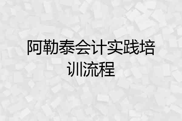 阿勒泰会计实践培训流程